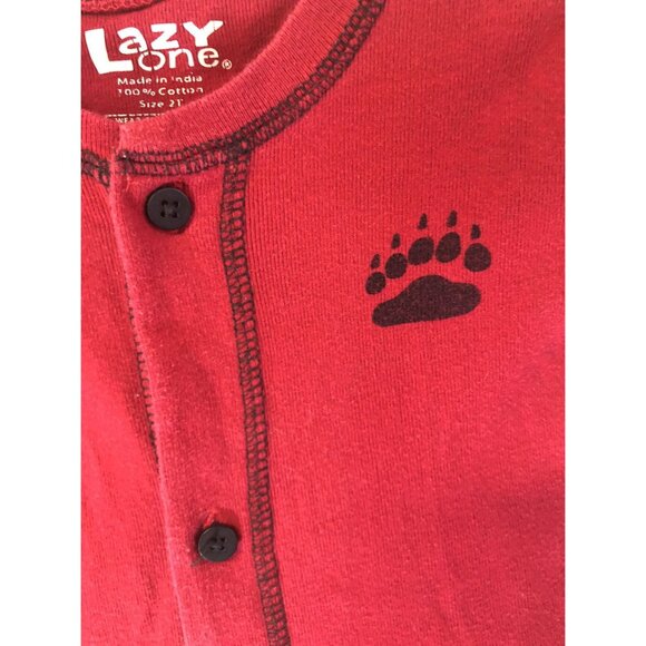 Lazy one Size 2T One Piece red Flap Pajamas Bear Bum - Picture 2 of 5